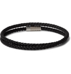 Hugo Boss - Bryce Woven Leather and Silver-Tone Wrap Bracelet - Black