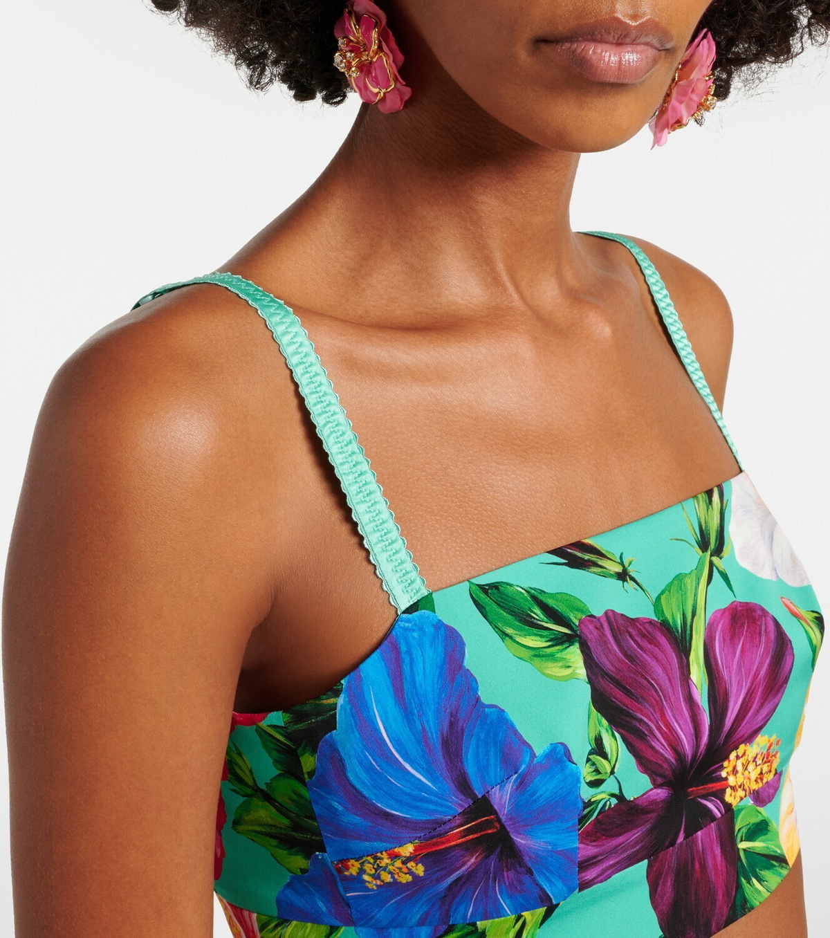 Dolce&Gabbana Floral silk-blend crop top