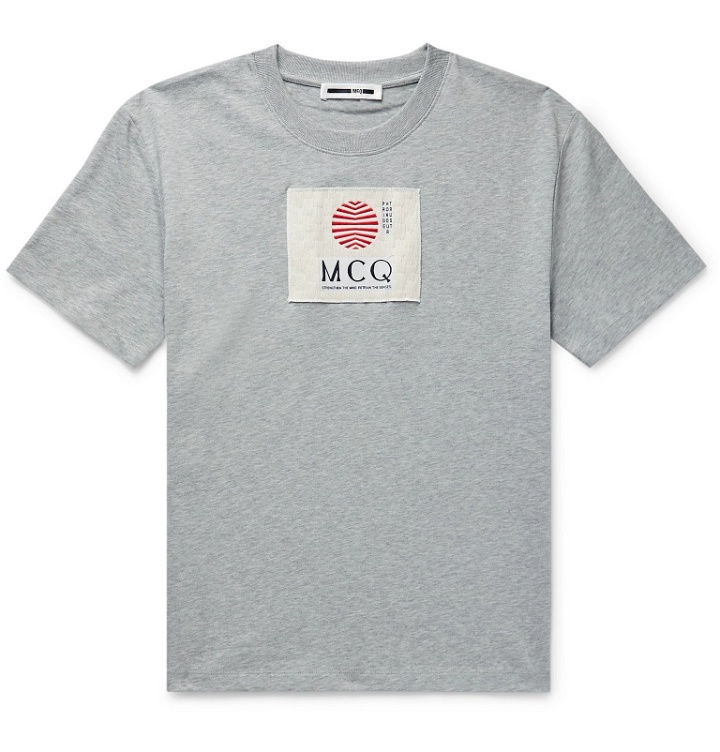 Photo: McQ Alexander McQueen - Appliquéd Mélange Cotton-Jersey T-Shirt - Gray