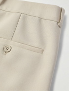 SAINT LAURENT - Tapered Pleated Grain de Poudre Wool Trousers - Neutrals