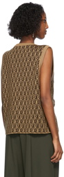 Doublet Beige & Brown Wool Jacquard Monogram Vest