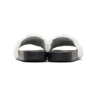Baja East White and Black Fila Edition Shearling Drifter Slides