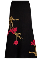 Erdem Floral-intarsia Knit Midi Skirt Black