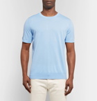Brioni - Slim-Fit Logo-Embroidered Knitted Cotton T-Shirt - Men - Light blue