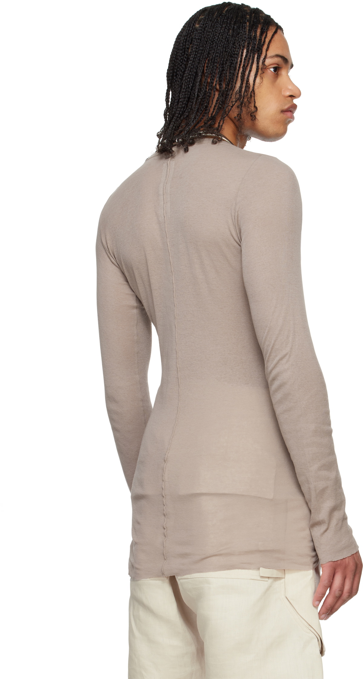Rick Owens Taupe Hollywood Rib LS T-shirt Rick Owens