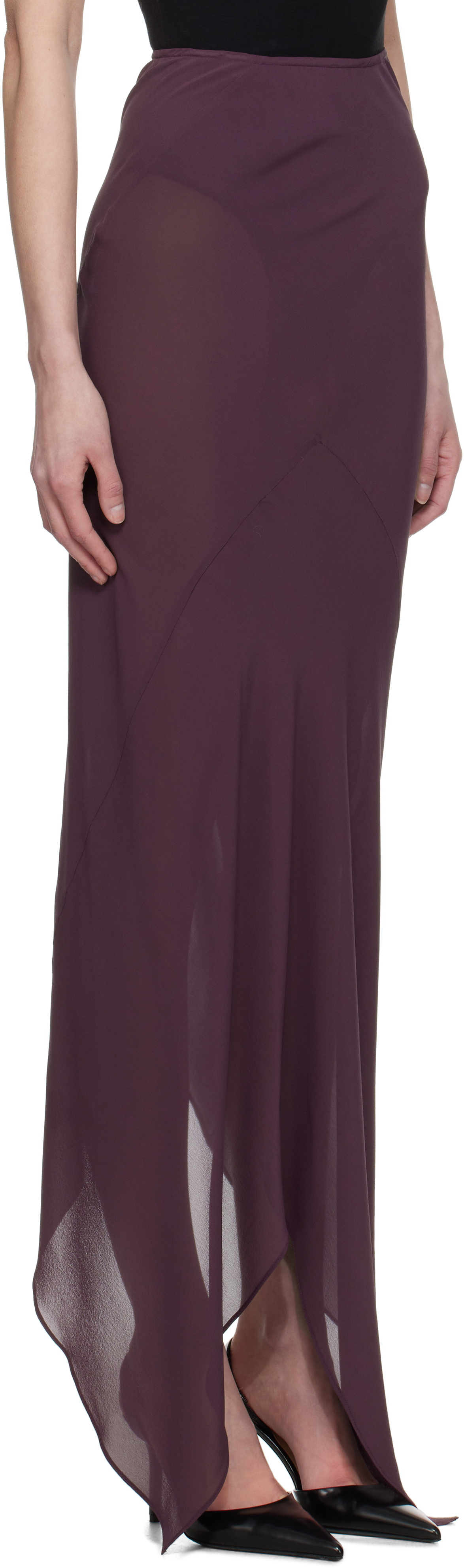 AARON ESH Purple Paneled Midi Skirt