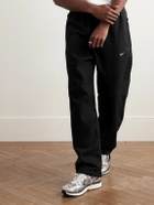 Nike - Solo Swoosh Straight-Leg Logo-Embroidered Cotton-Blend Jersey Sweatpants - Black