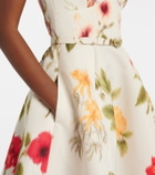 Oscar de la Renta Belted floral faille cocktail dress