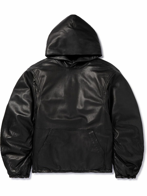Photo: Balenciaga - Oversized Full-Grain Leather Hoodie - Black
