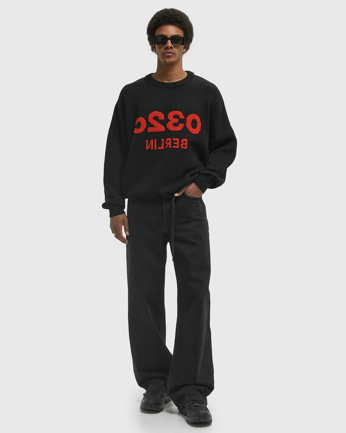032c SELFIE SWEATER Black Mens Pullover