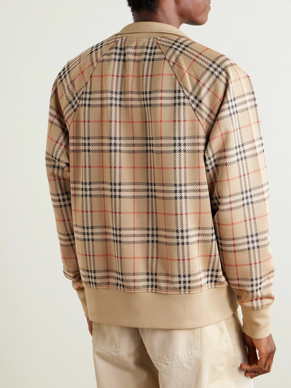 Burberry - Checked Jacquard-Knit Zip-Up Sweatshirt - Neutrals