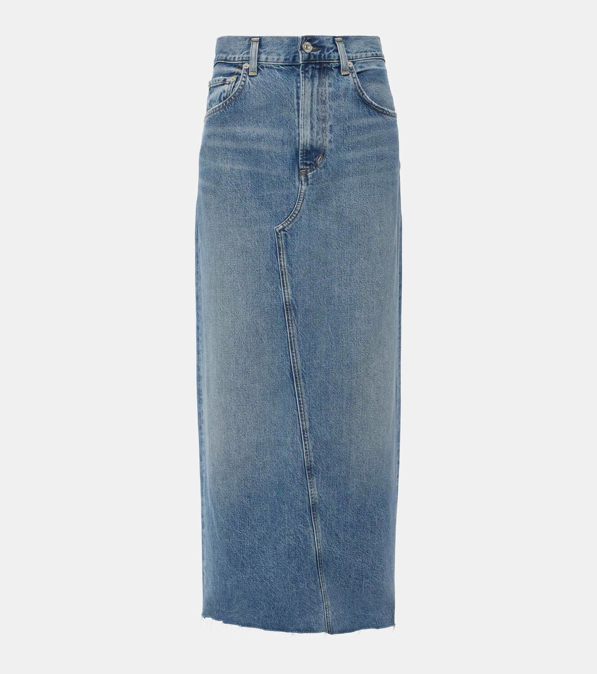 Citizens of Humanity Circolo Reworked denim maxi skirt