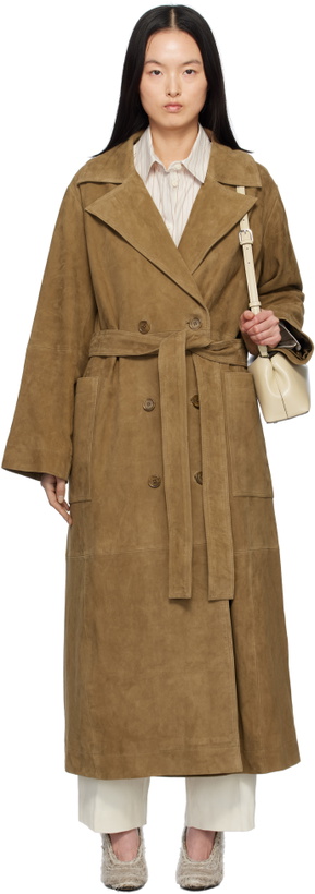 Photo: Róhe Khaki Belted Wrap Suede Coat