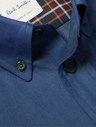 Paul Smith - Button-Down Collar Logo-Appliquéd Cotton-Chambray Shirt - Blue