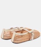 Alaïa Leather-trimmed fishnet ballet flats