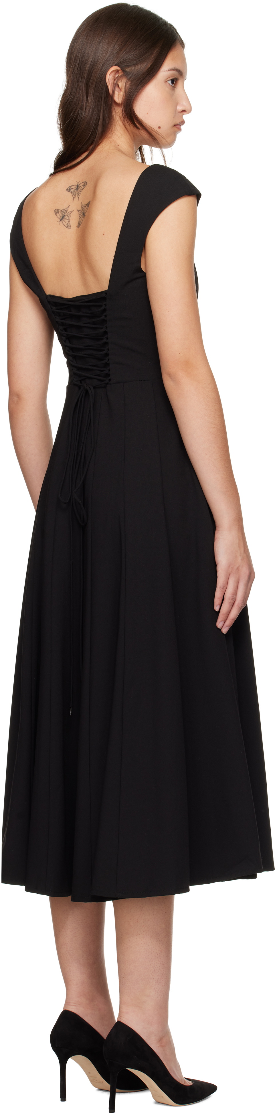 GUIZIO Black Leila Midi Dress