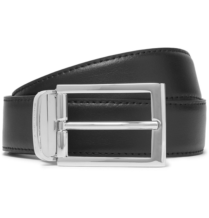 Photo: Ermenegildo Zegna - 3cm Black and Dark-Brown Reversible Leather Belt - Black