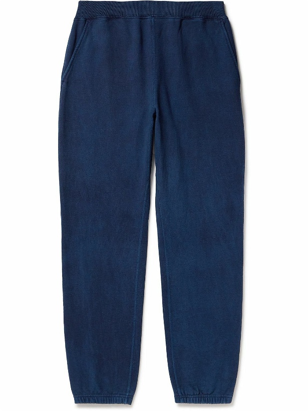 Photo: Blue Blue Japan - Tapered Indigo-Dyed Cotton-Jersey Sweatpants - Blue