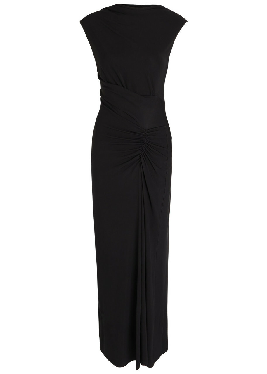 Simkhai Acacia Draped Jersey Maxi Dress Black