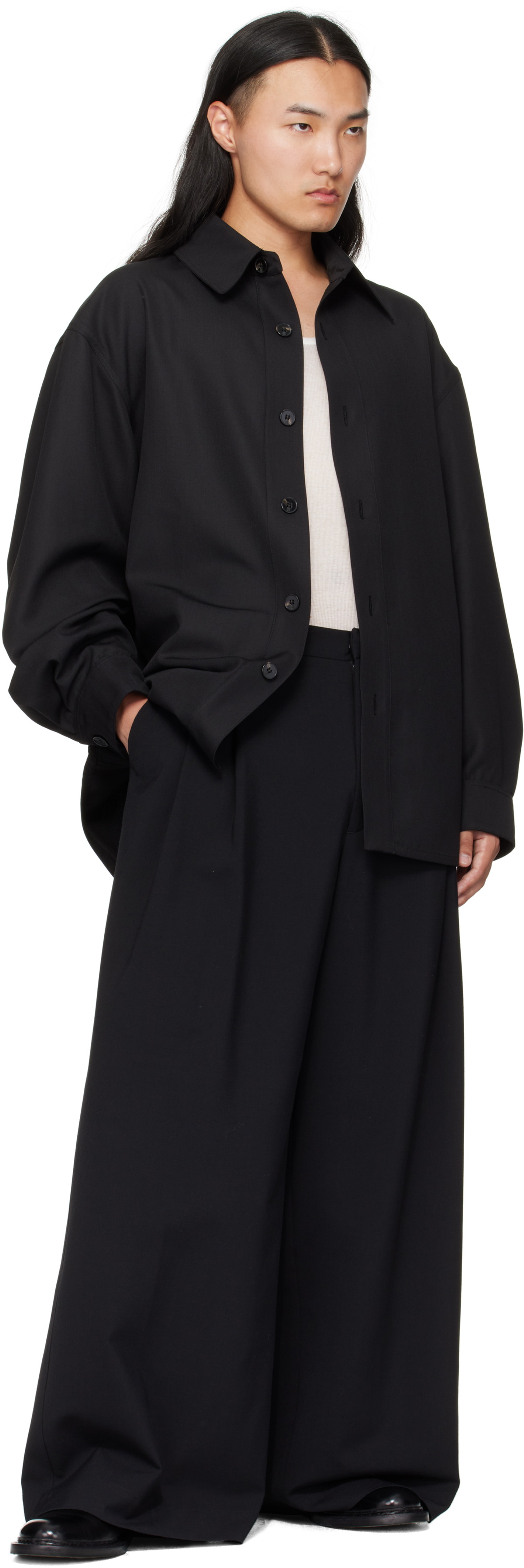 LGN Louis Gabriel Nouchi Black Wool Overshirt
