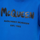 Alexander McQueen Men's Graffitti Logo Crew Sweat in Royal Blue/Black