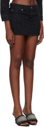 Alexander Wang Black Allover Tonal Hotfix Denim Miniskirt