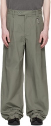 Reese Cooper Khaki Cotton Ripstop Pleated Trousers