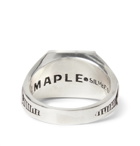 MAPLE - Collegiate Engraved Sterling Silver and Gold-Plated Garnet Signet Ring - Silver