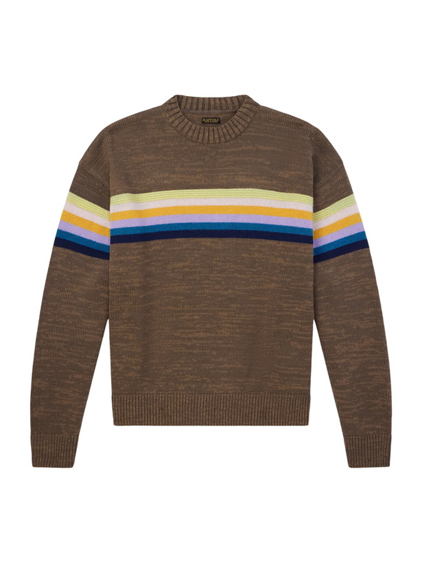 Photo: KAPITAL - Peckish Rainbow Striped Cotton and Wool-Blend Sweater - Brown