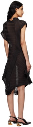 ISSEY MIYAKE Black Sheer Moving Knit Midi Dress