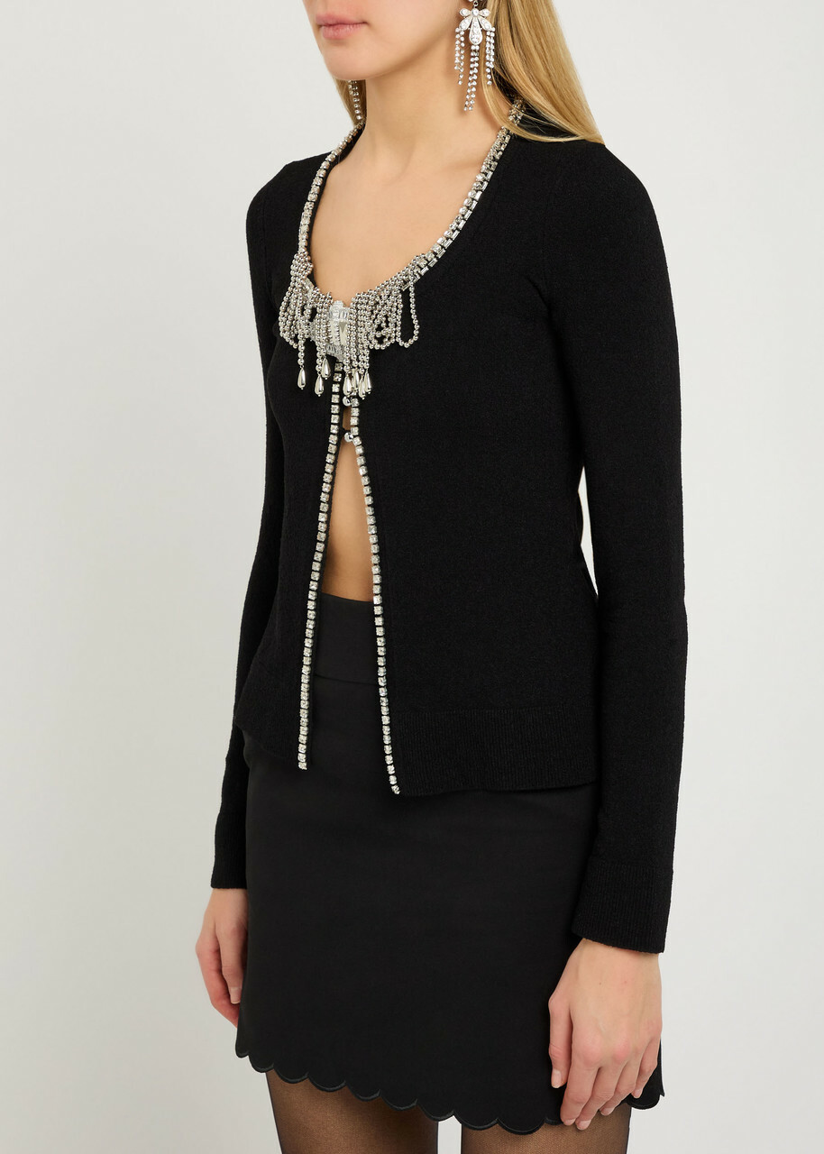 Rabanne Embellished Open-front Cardigan Black