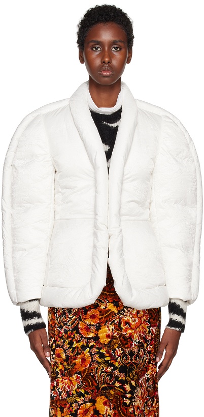 Photo: Dries Van Noten White Crinkled Down Jacket