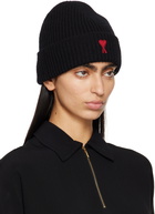 AMI Paris Black Red Ami de Cœur Beanie