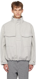 Solid Homme Gray Half-Zip Sweatshirt