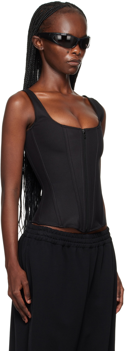 Balenciaga Black Scalloped Trim Tank Top