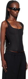 Balenciaga Black Scalloped Trim Tank Top