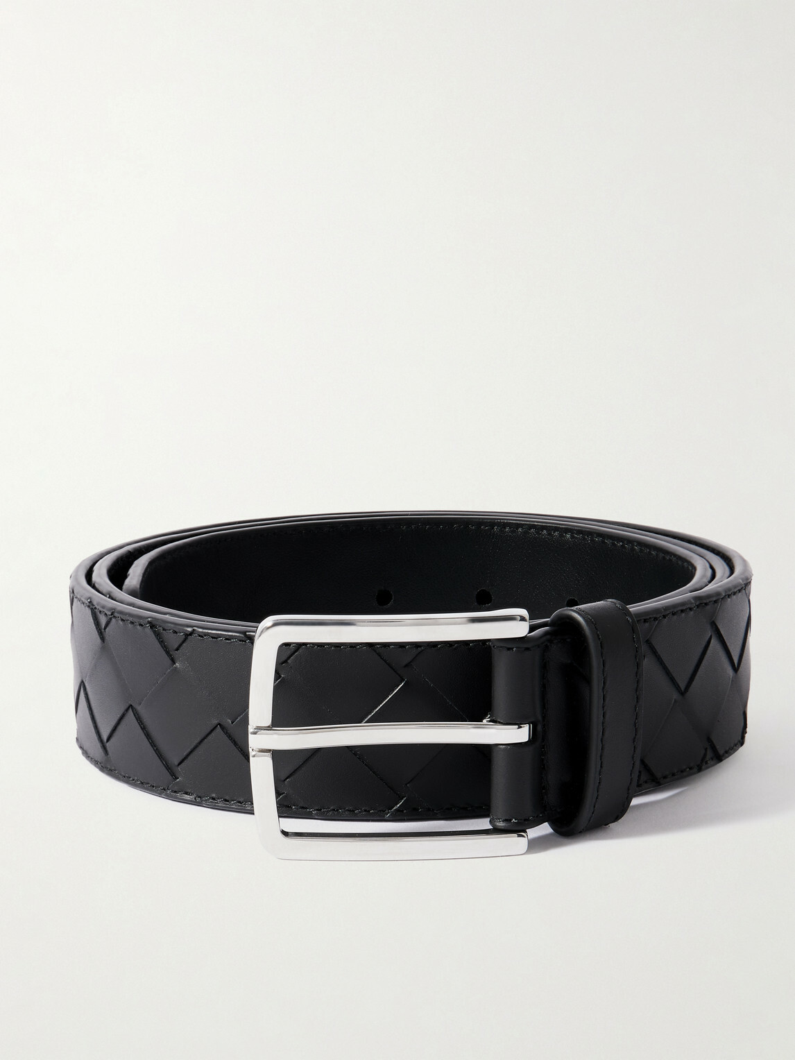 Bottega Veneta - 3.5cm Intrecciato Leather Belt - Black