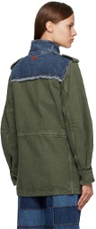 Chloé Khaki & Blue Utilitarian Denim Jacket