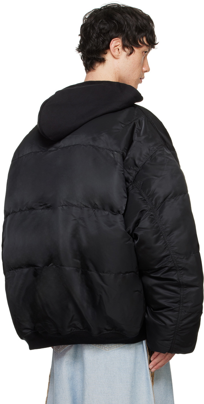 VETEMENTS Black Quilted Hooded Bomber Jacket Vetements