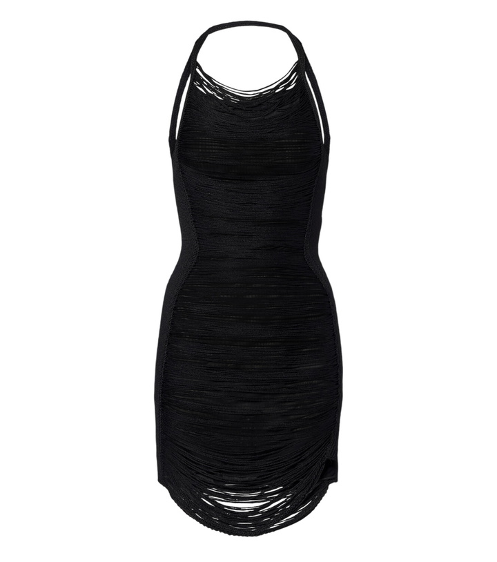 Photo: The Attico Fringed halterneck minidress