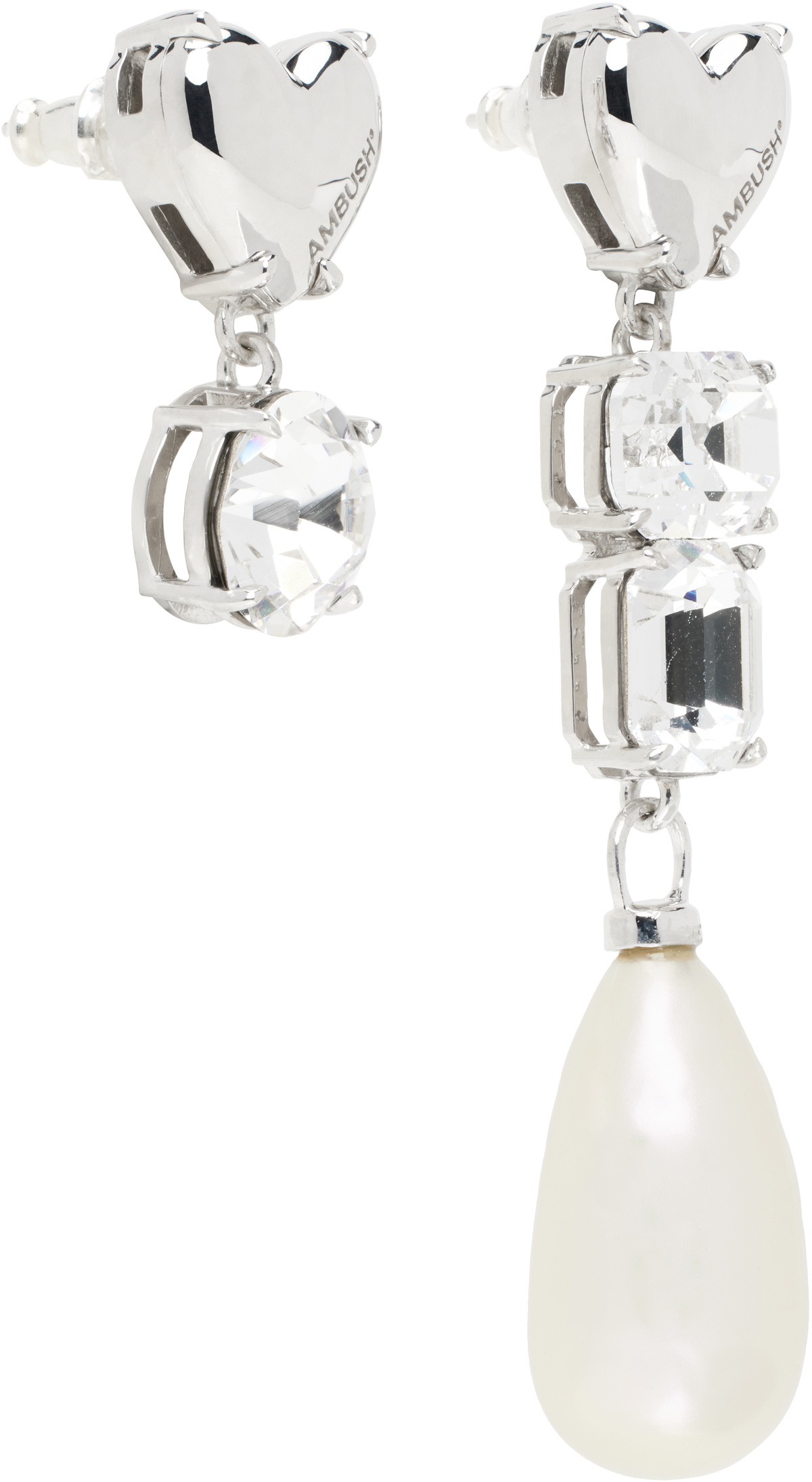 AMBUSH Silver Pearl Mix Earrings