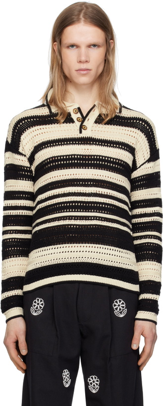 Photo: HARAGO Black & White Crochet Polo