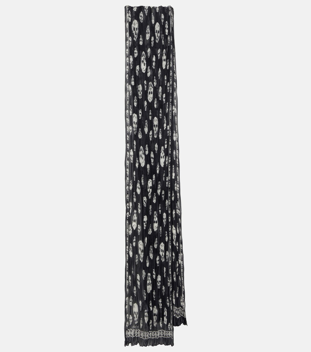 McQueen Skull pleated silk scarf