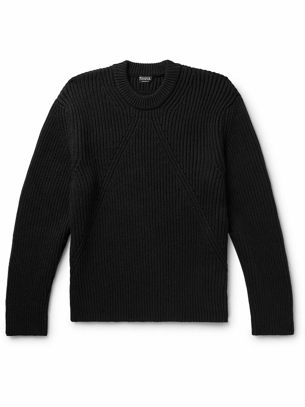 Photo: Zegna - Ribbed Wool Sweater - Black