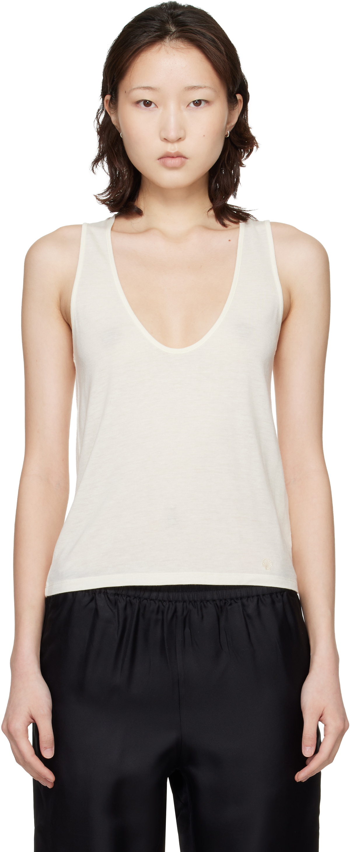 Loulou de Saison White Albia LDS U Neck Tank Top