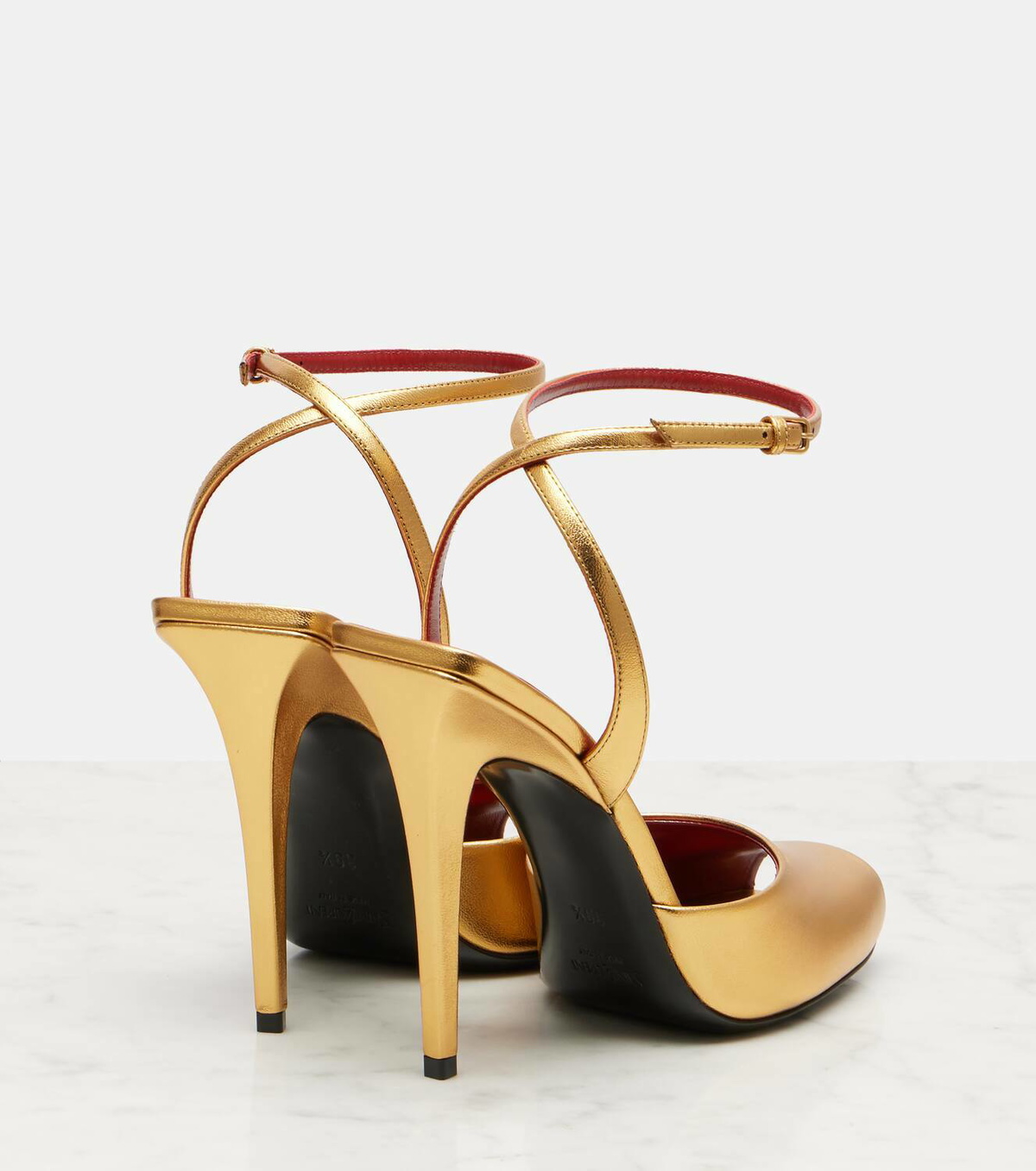 送料込/関税込■Saint Laurent■La Scandale 110 レザーサンダル Saint Laurent La Scandale 110 metallic leather sandals Saint