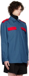 Raf Simons Blue Colorblock Shirt