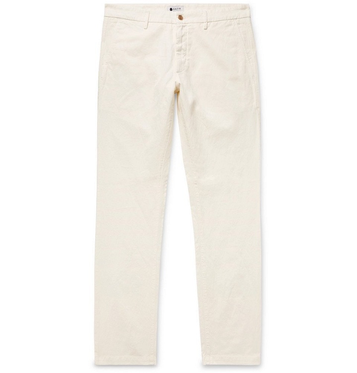 Photo: NN07 - Karl Slim-Fit Cotton and Linen-Blend Trousers - Men - Off-white