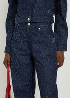 Jacquemus Le De-nimes Large Frayed Wide-leg Jeans Navy