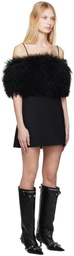 Alexander Wang Black Detachable Mongolian Lamb Shearling Minidress